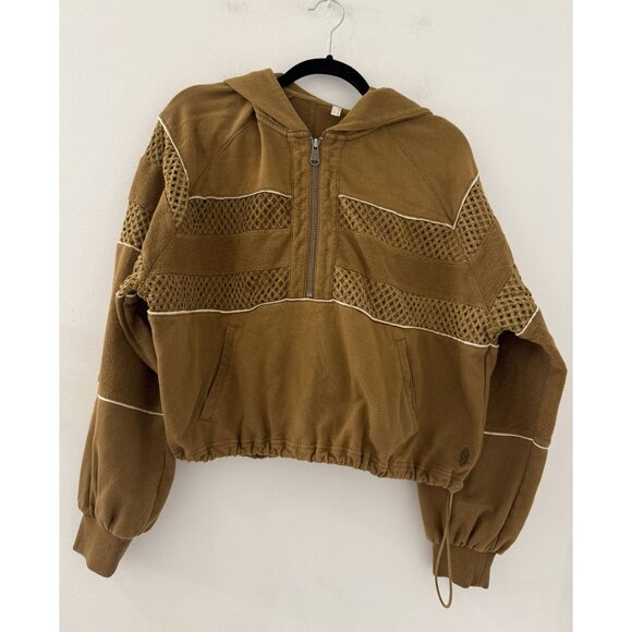 Free People Tops - Free People Movement Win Win Cropped Oversized Hoodie In Brown Size Extra Small